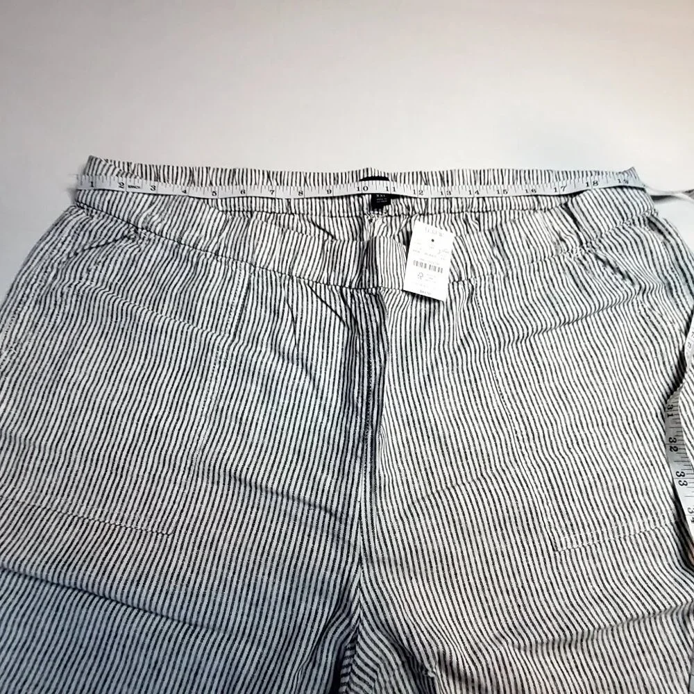 J. Crew Striped Linen Womens Shorts Size XXL Elastic Waist Pockets Lightweight